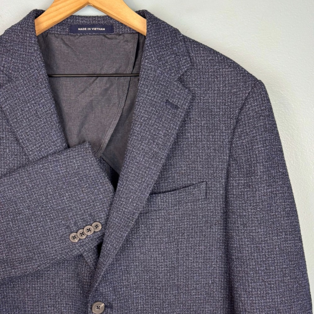 Joseph Abboud Heritage Mens 42 Short Blue Textured Two Button Blazer Sport Coat